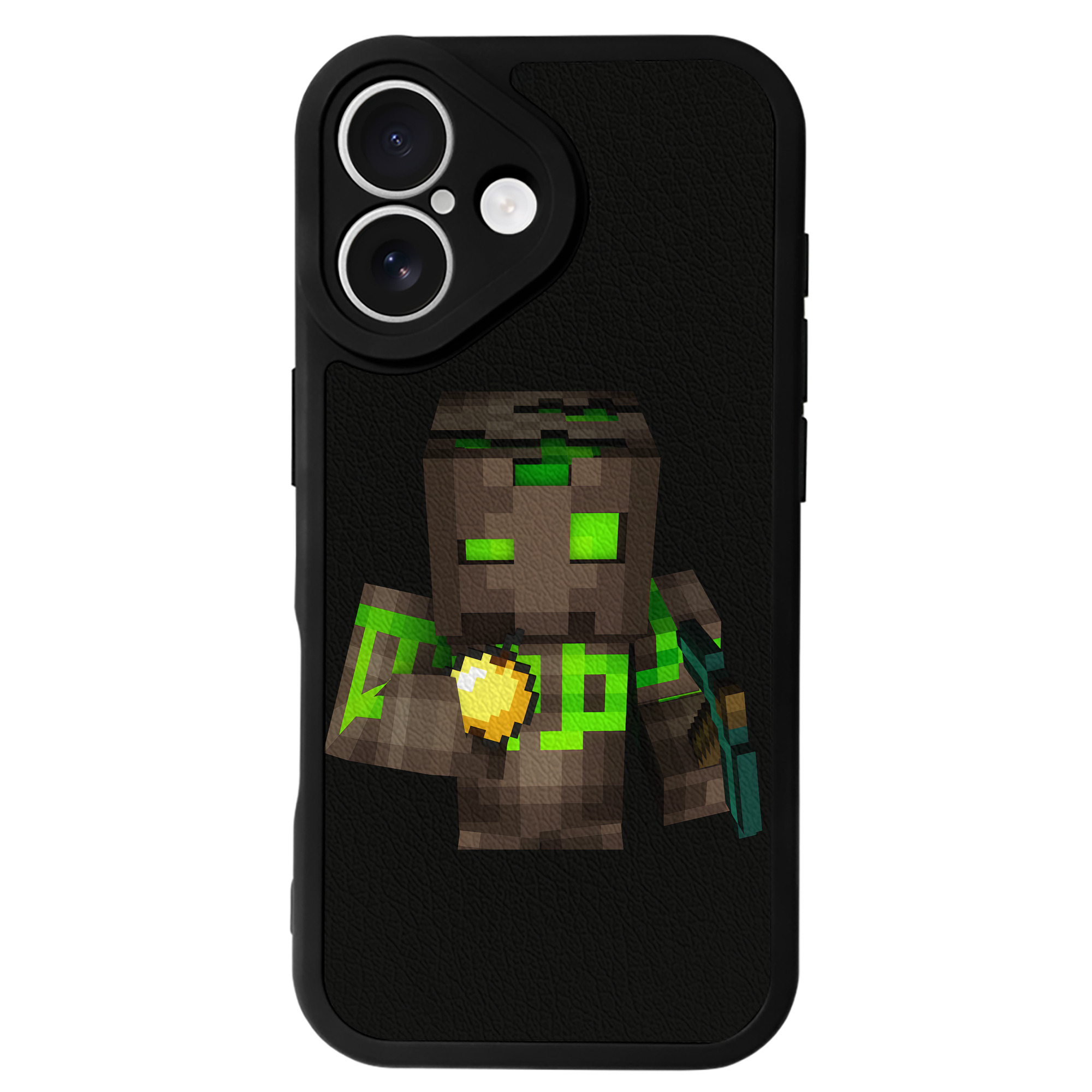 （画像用） マインクラフト ブロックの世界 Minecraft MC Block world 【iPhone 16シリーズ対応】シリコンスマホケース（レザー調） 材質：シリコン